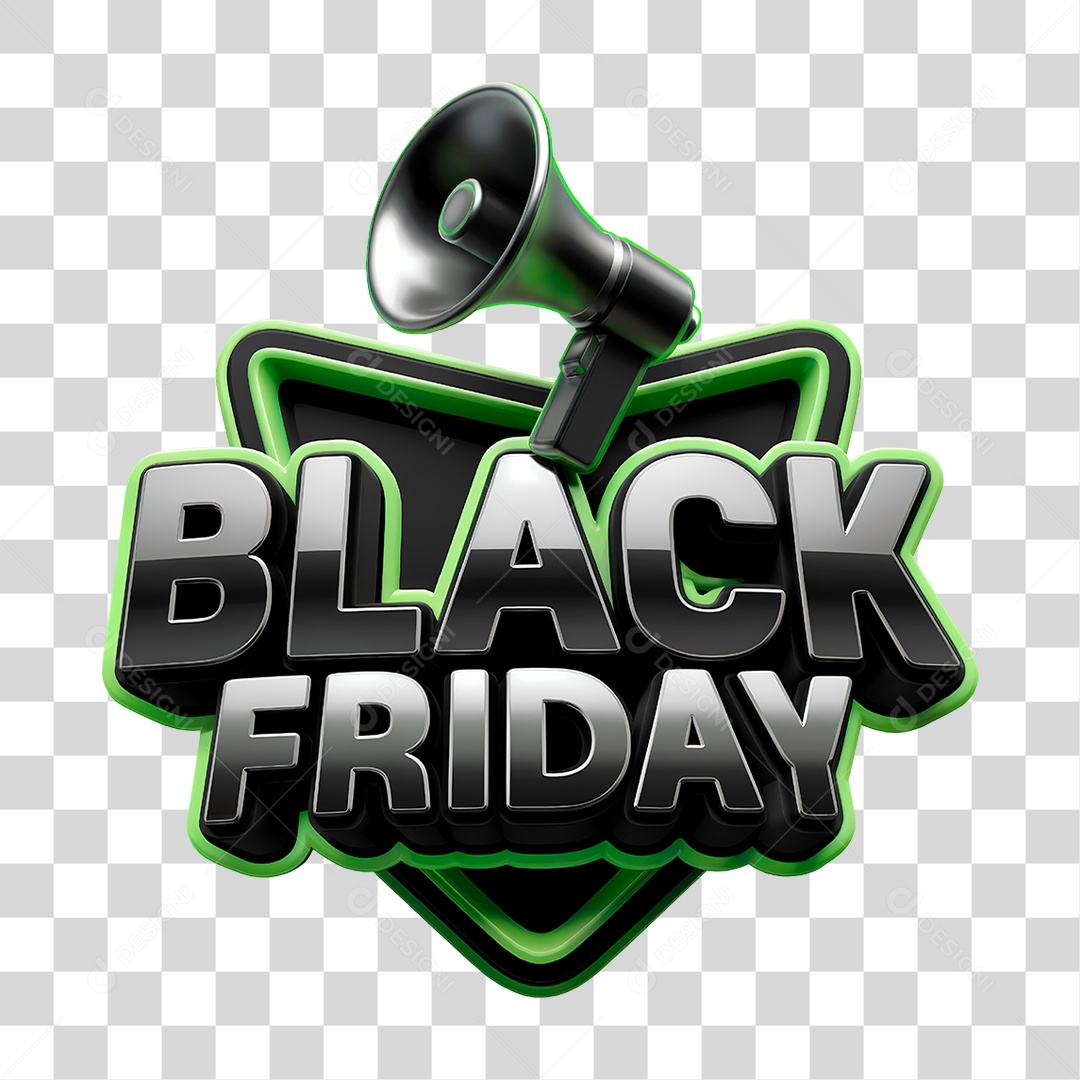 Black Friday Selo 3D PNG Transparente