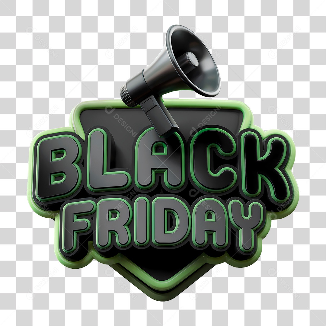 Black Friday Selo 3D PNG Transparente