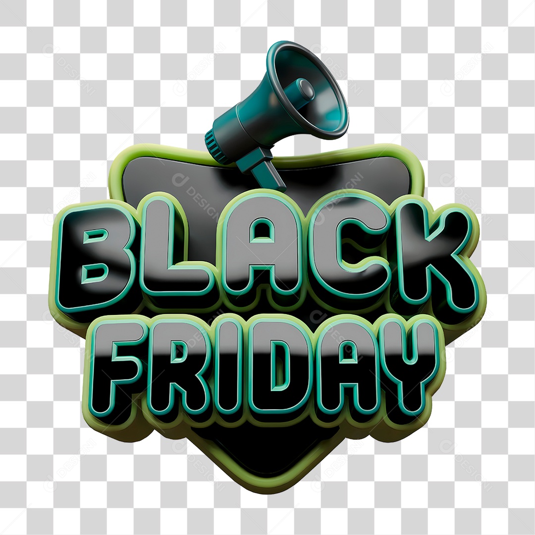 Black Friday Selo 3D PNG Transparente