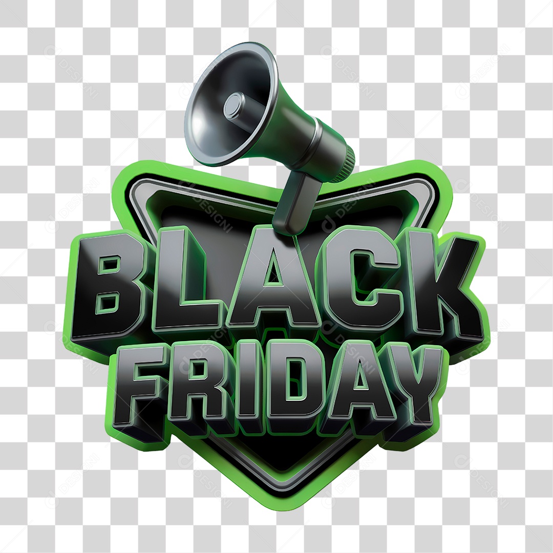 Black Friday Selo 3D PNG Transparente