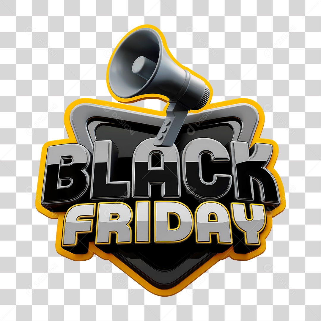 Black Friday Selo 3D PNG Transparente