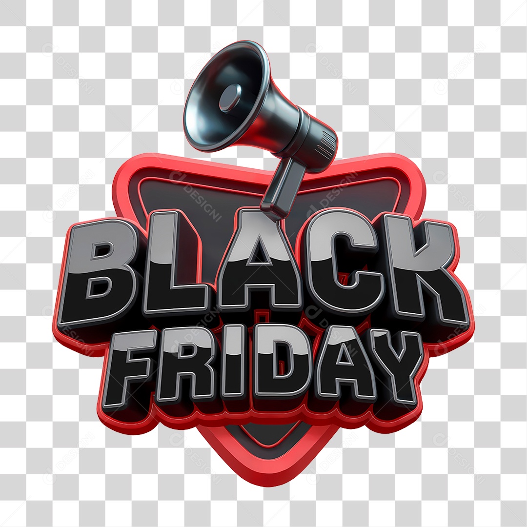 Black Friday Selo 3D PNG Transparente