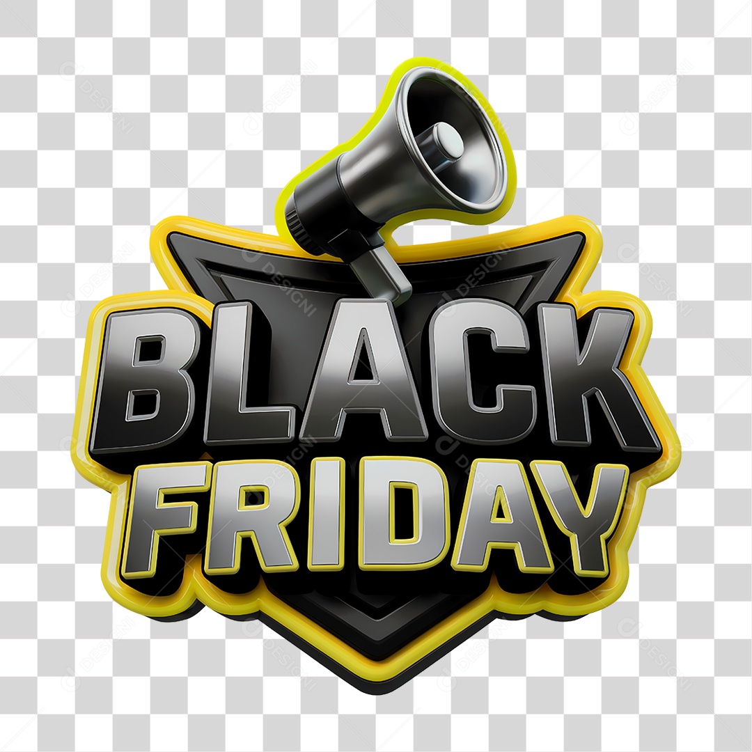Black Friday Selo 3D PNG Transparente