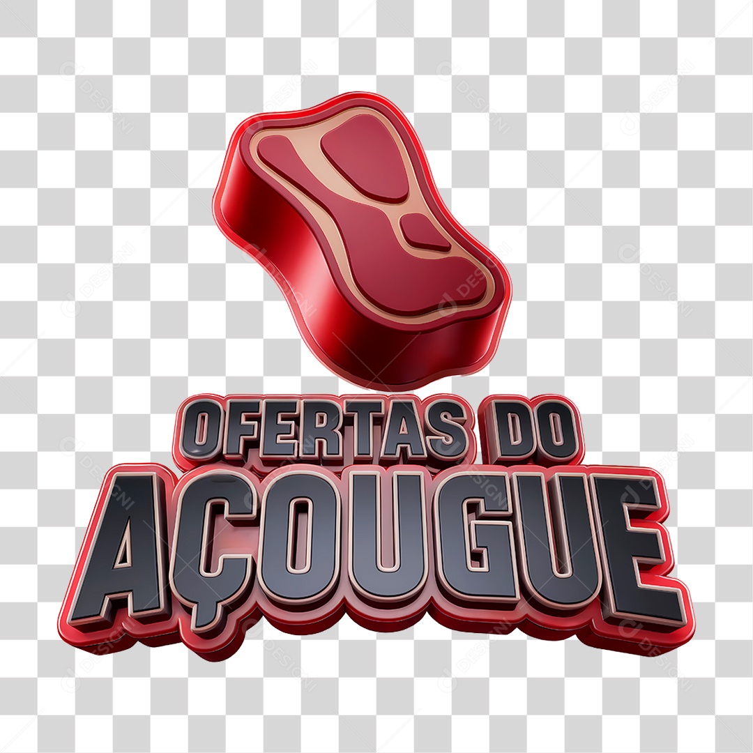 Selo 3D Ofertas do Açougue para Composição PNG Transparente