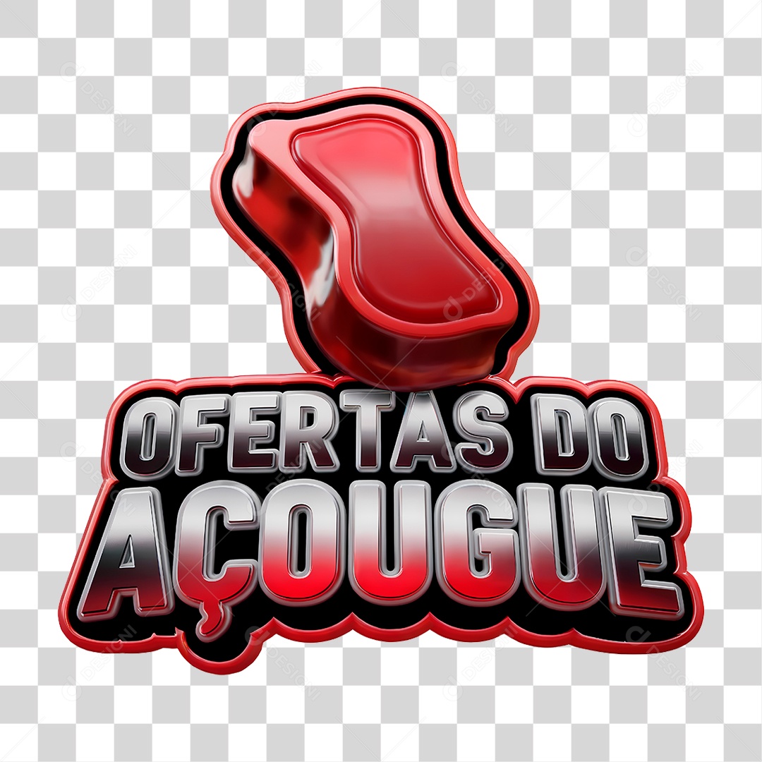 Selo 3D Ofertas do Açougue para Composição PNG Transparente