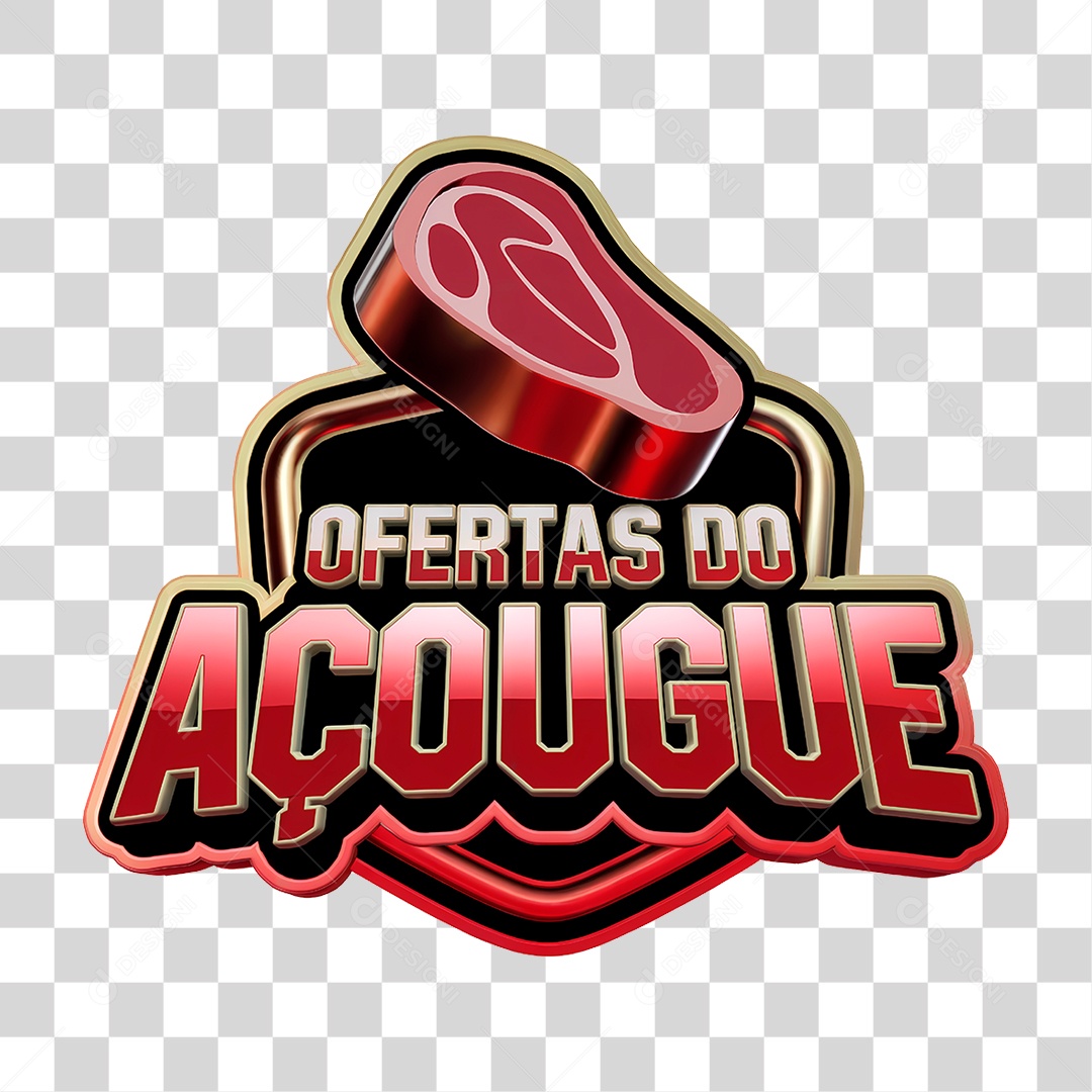 Selo 3D Ofertas do Açougue para Composição PNG Transparente
