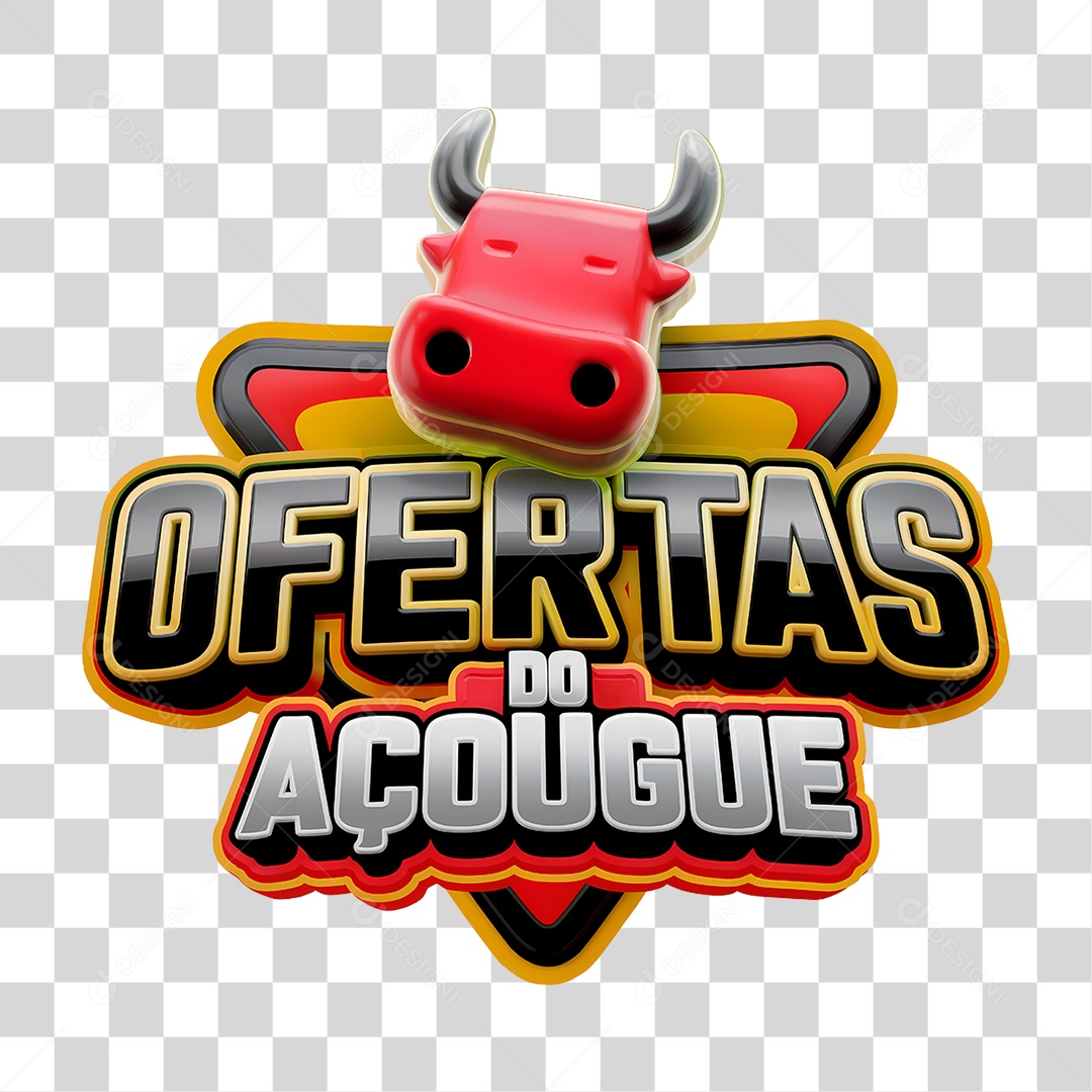 Selo 3D Ofertas do Açougue para Composição PNG Transparente