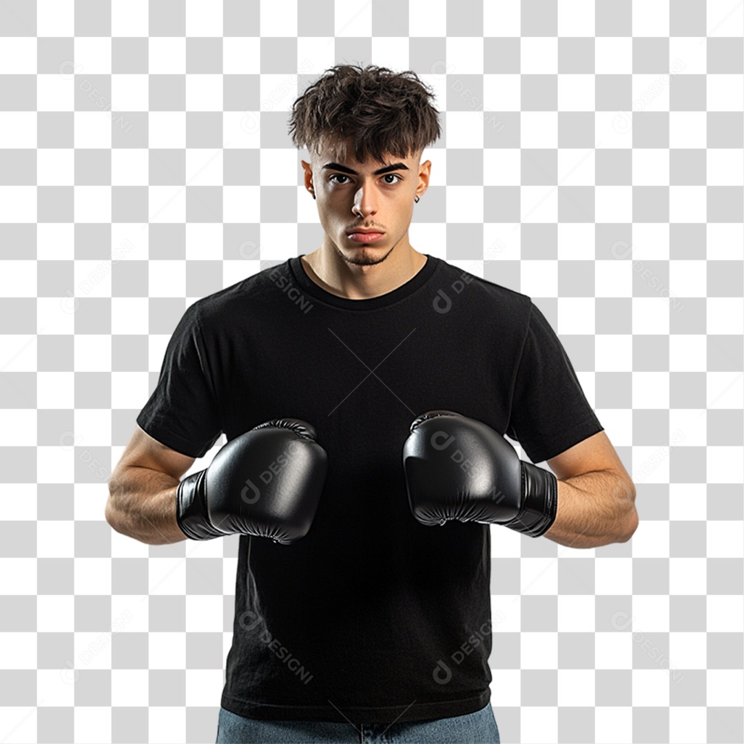 Homem de Camisa Preta PNG Transparente