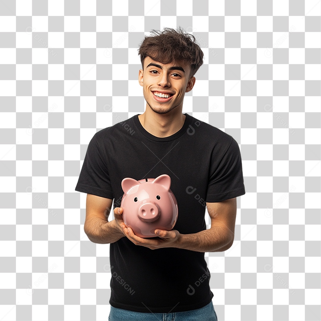 Homem de Camisa Preta PNG Transparente