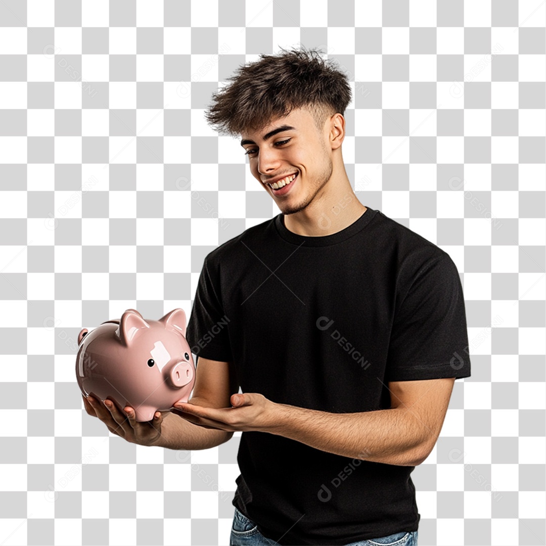 Homem de Camisa Preta PNG Transparente