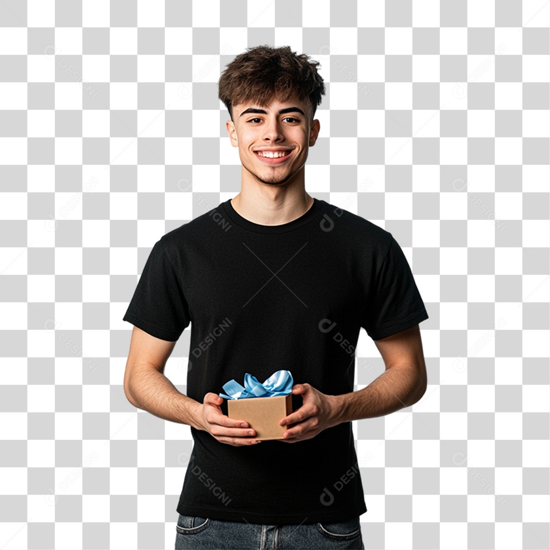 Homem de Camisa Preta PNG Transparente