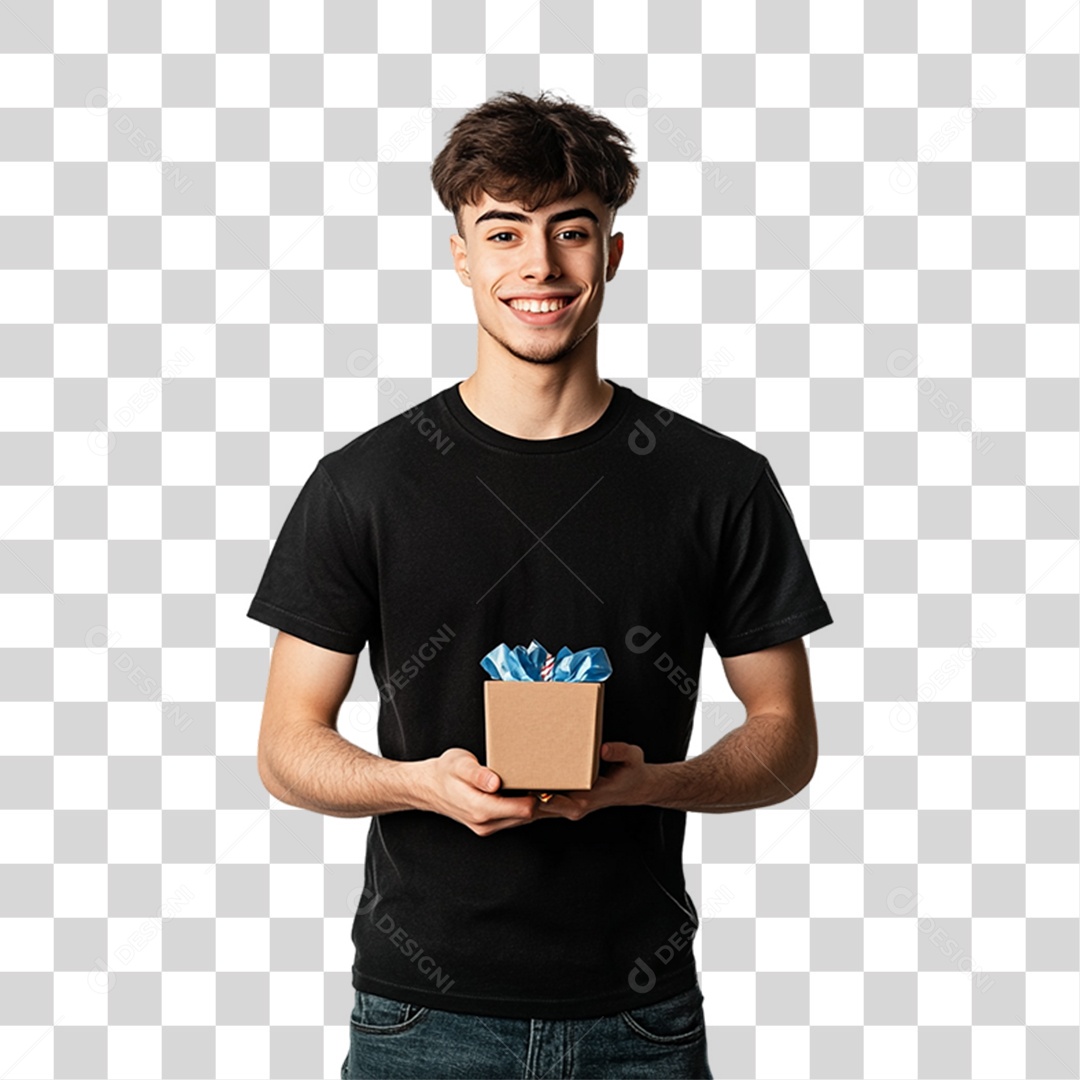 Homem de Camisa Preta PNG Transparente