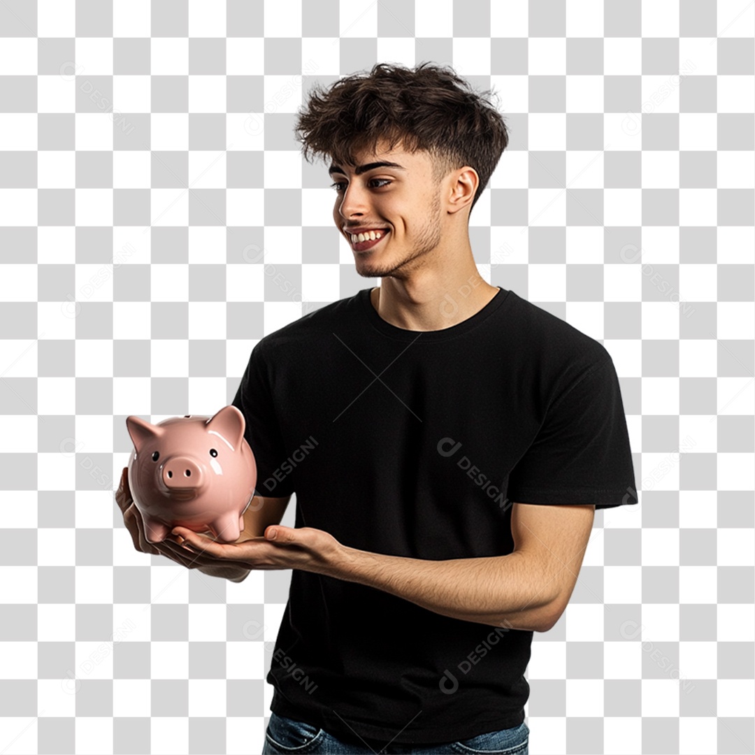 Homem de Camisa Preta PNG Transparente