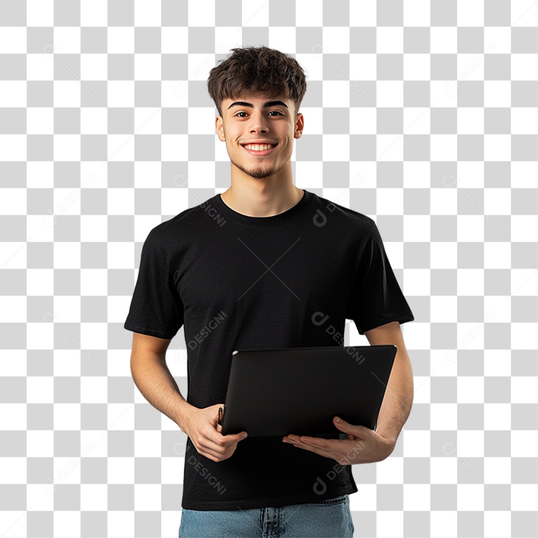 Homem de Camisa Preta PNG Transparente