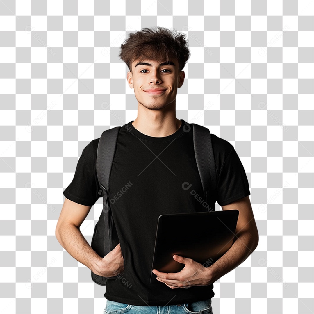 Homem de Camisa Preta PNG Transparente
