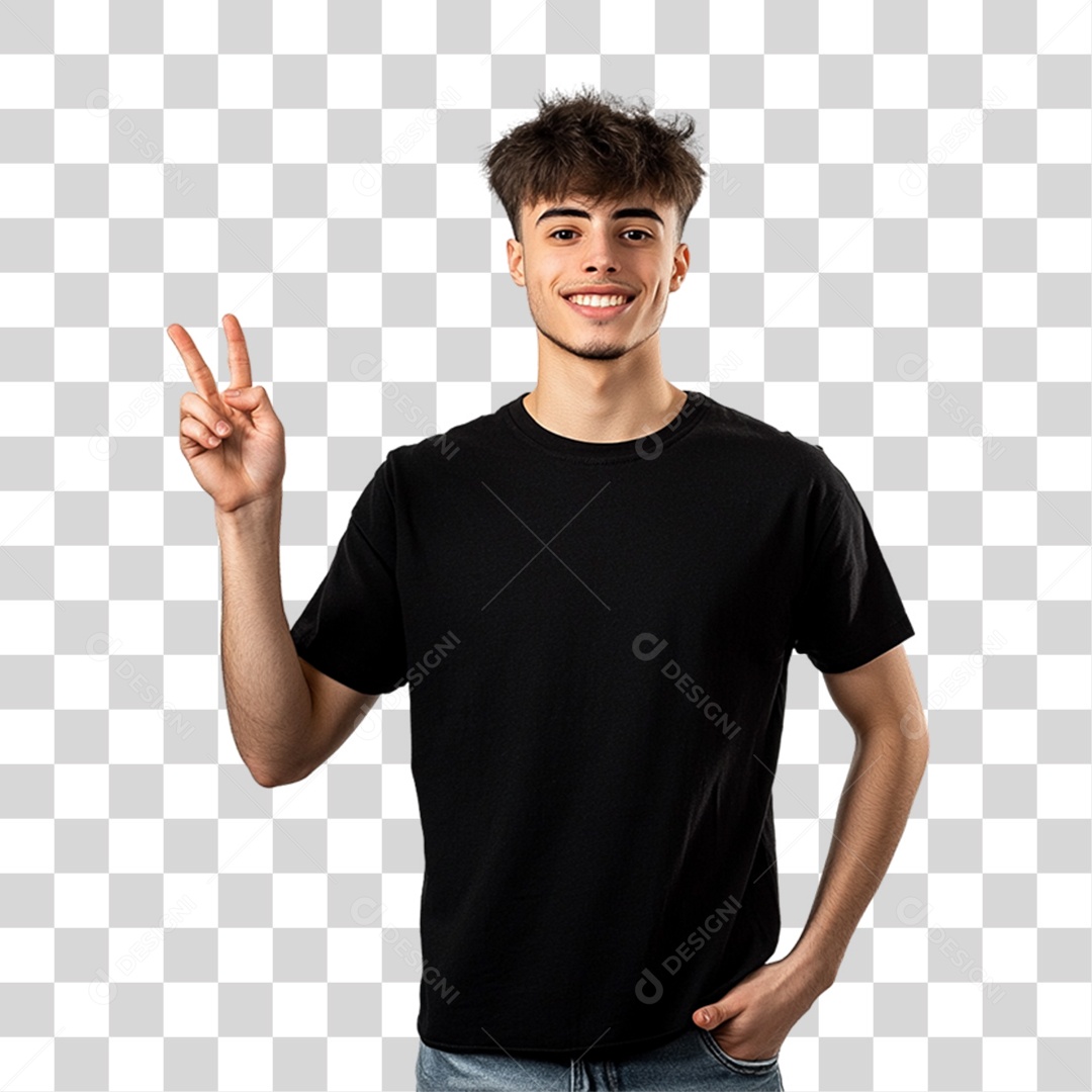 Homem de Camisa Preta PNG Transparente