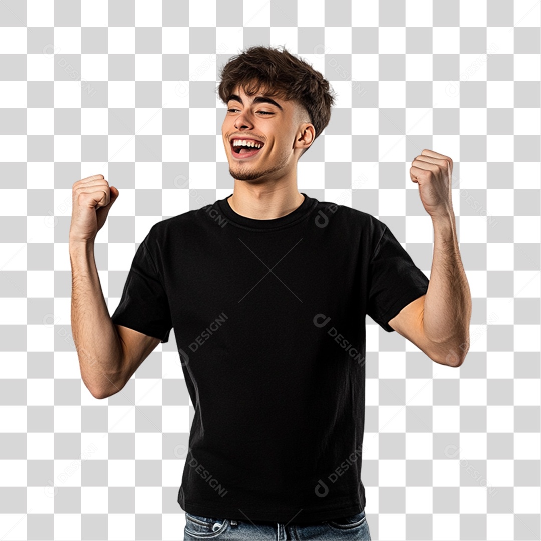 Homem de Camisa Preta PNG Transparente