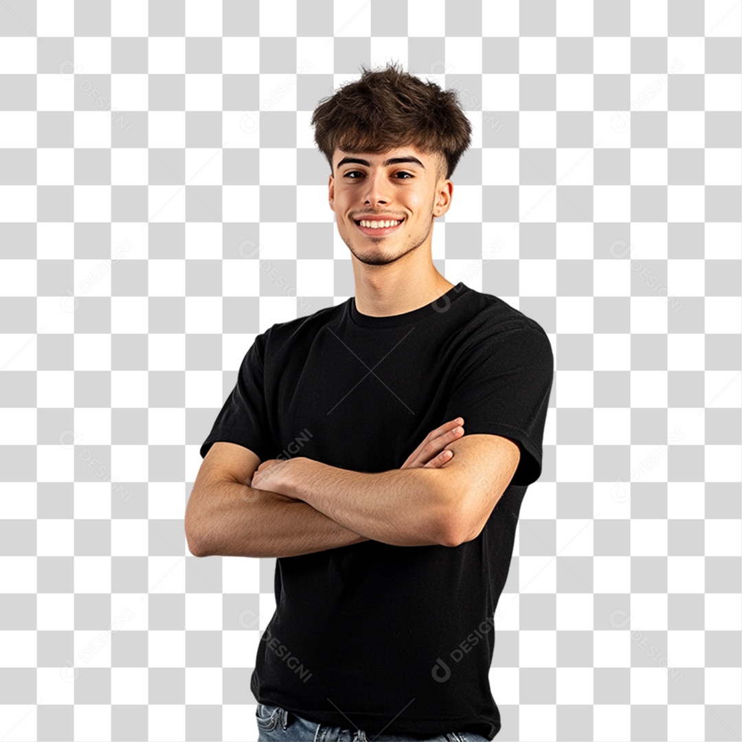 Homem de Camisa Preta PNG Transparente