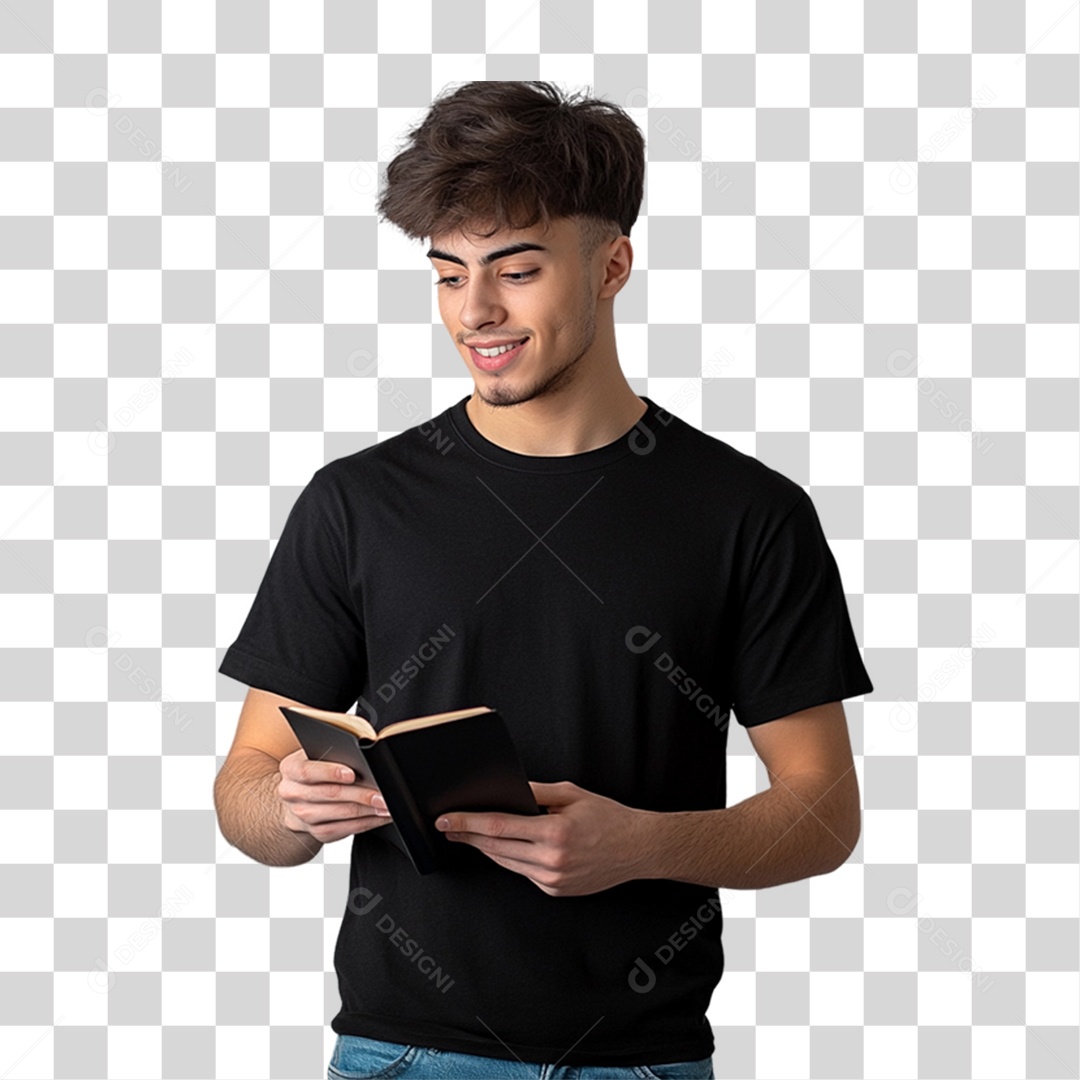 Homem de Camisa Preta PNG Transparente