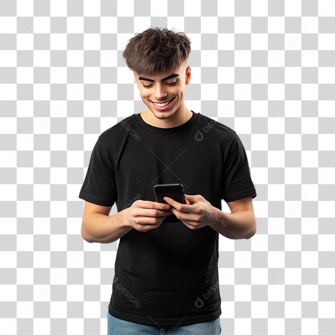 Homem de Camisa Preta PNG Transparente