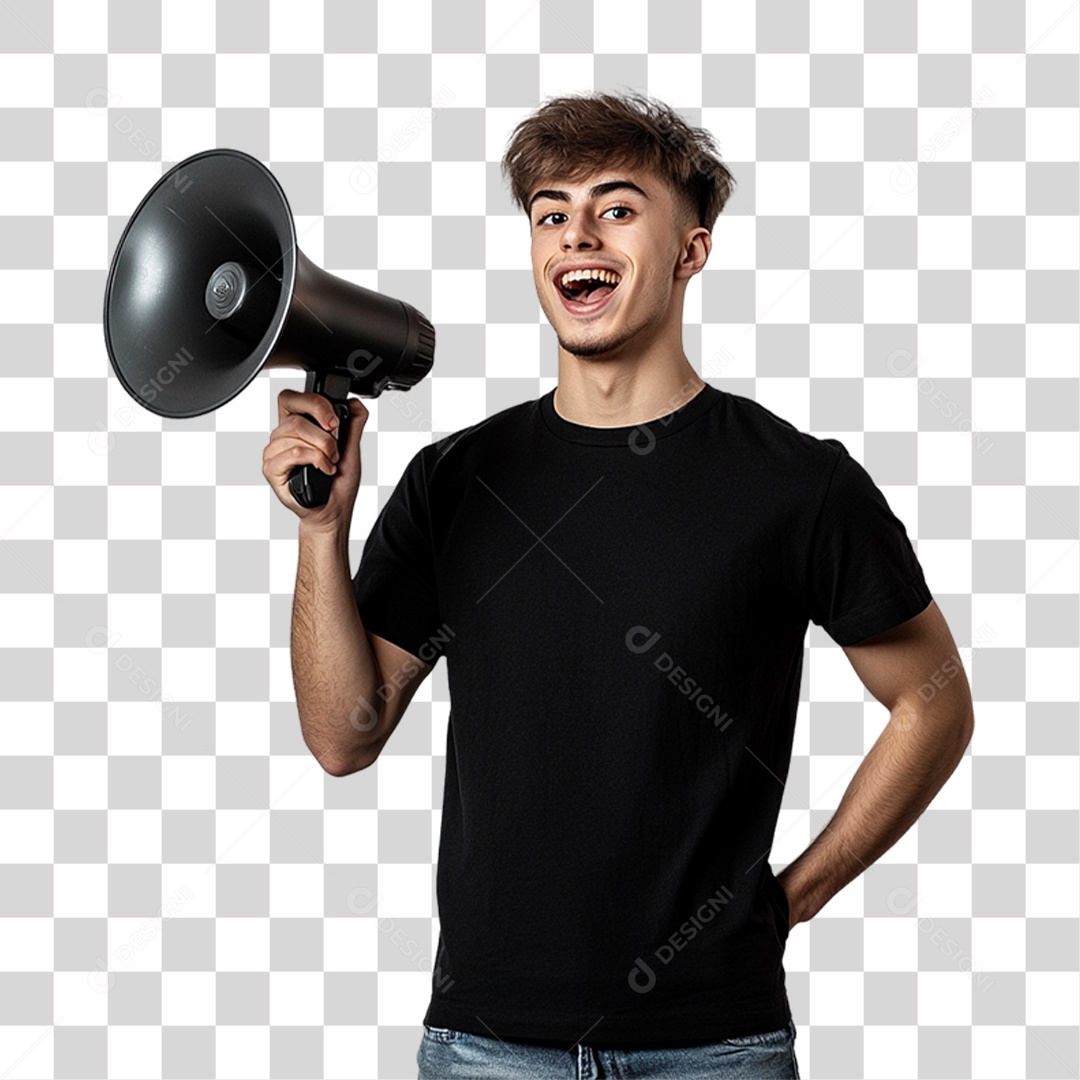 Homem de Camisa Preta PNG Transparente