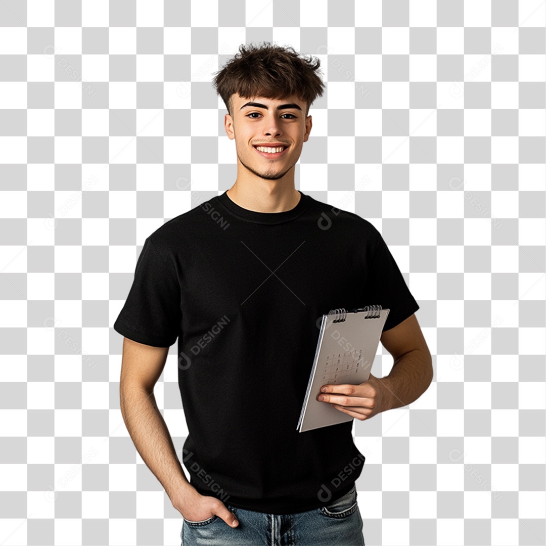 Homem de Camisa Preta PNG Transparente