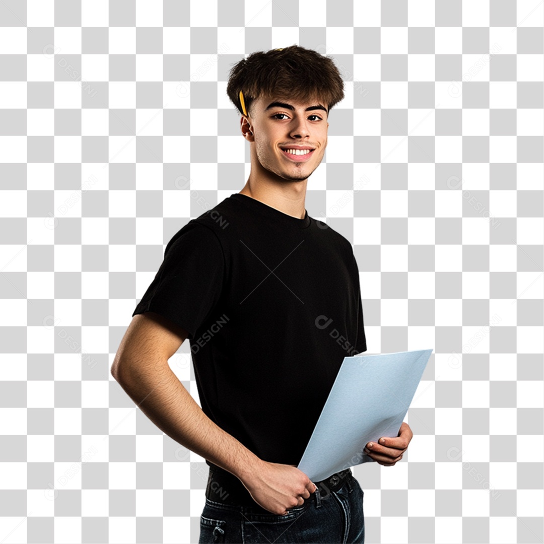 Homem de Camisa Preta PNG Transparente
