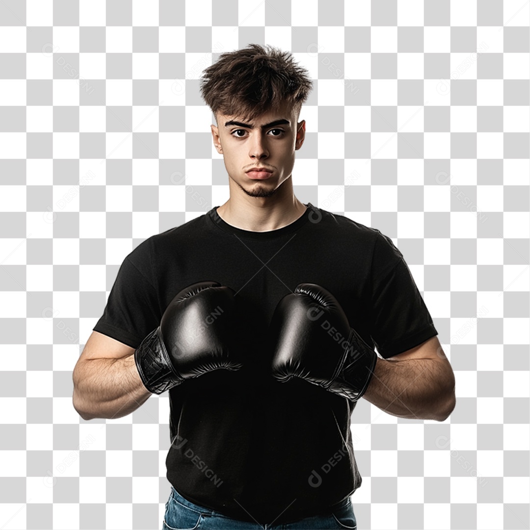 Homem de Camisa Preta PNG Transparente