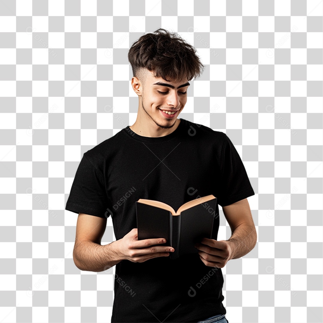 Homem de Camisa Preta PNG Transparente