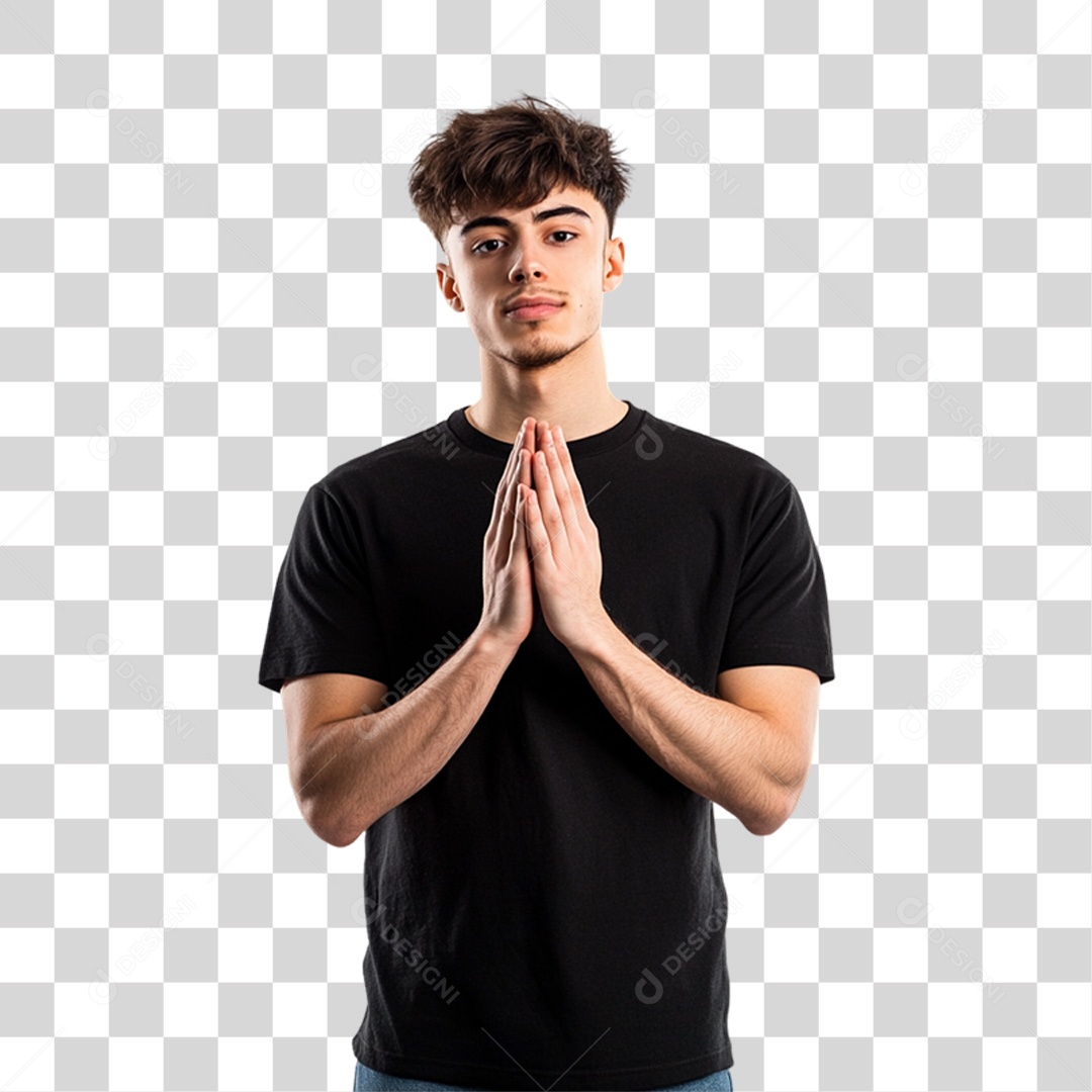 Homem de Camisa Preta PNG Transparente