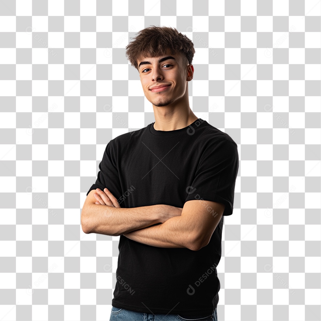 Homem de Camisa Preta PNG Transparente