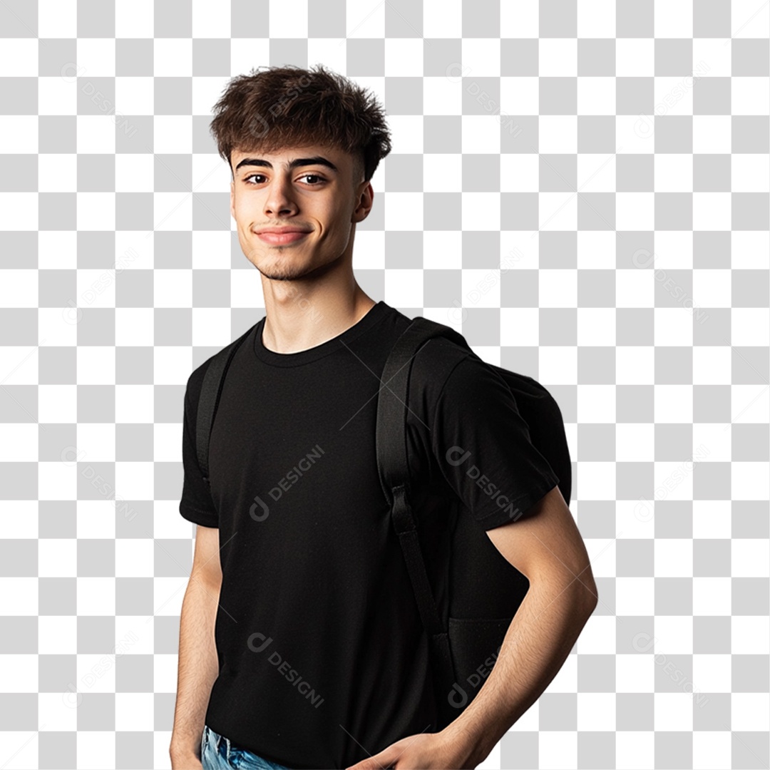 Homem de Camisa Preta PNG Transparente