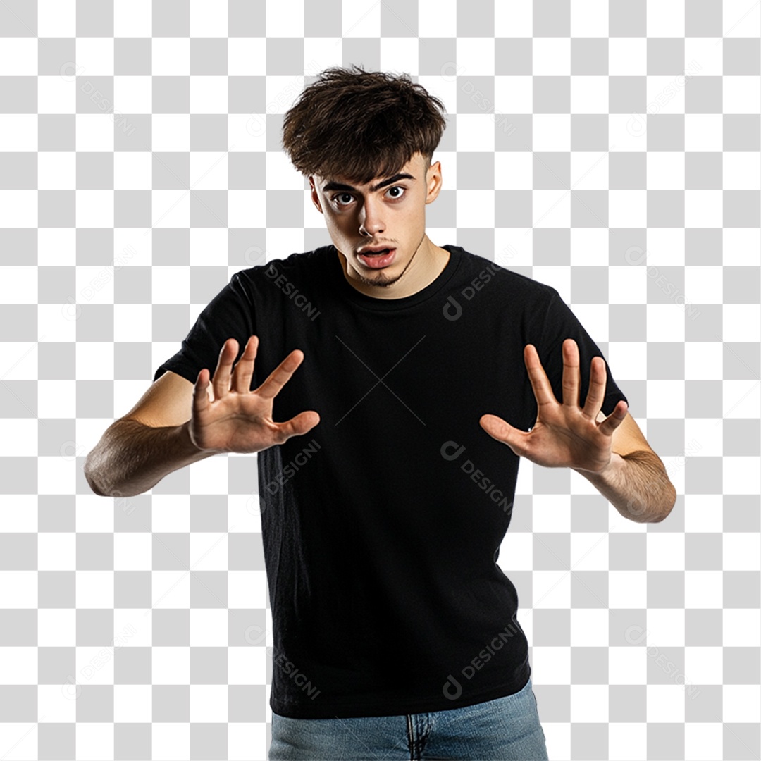 Homem de Camisa Preta PNG Transparente