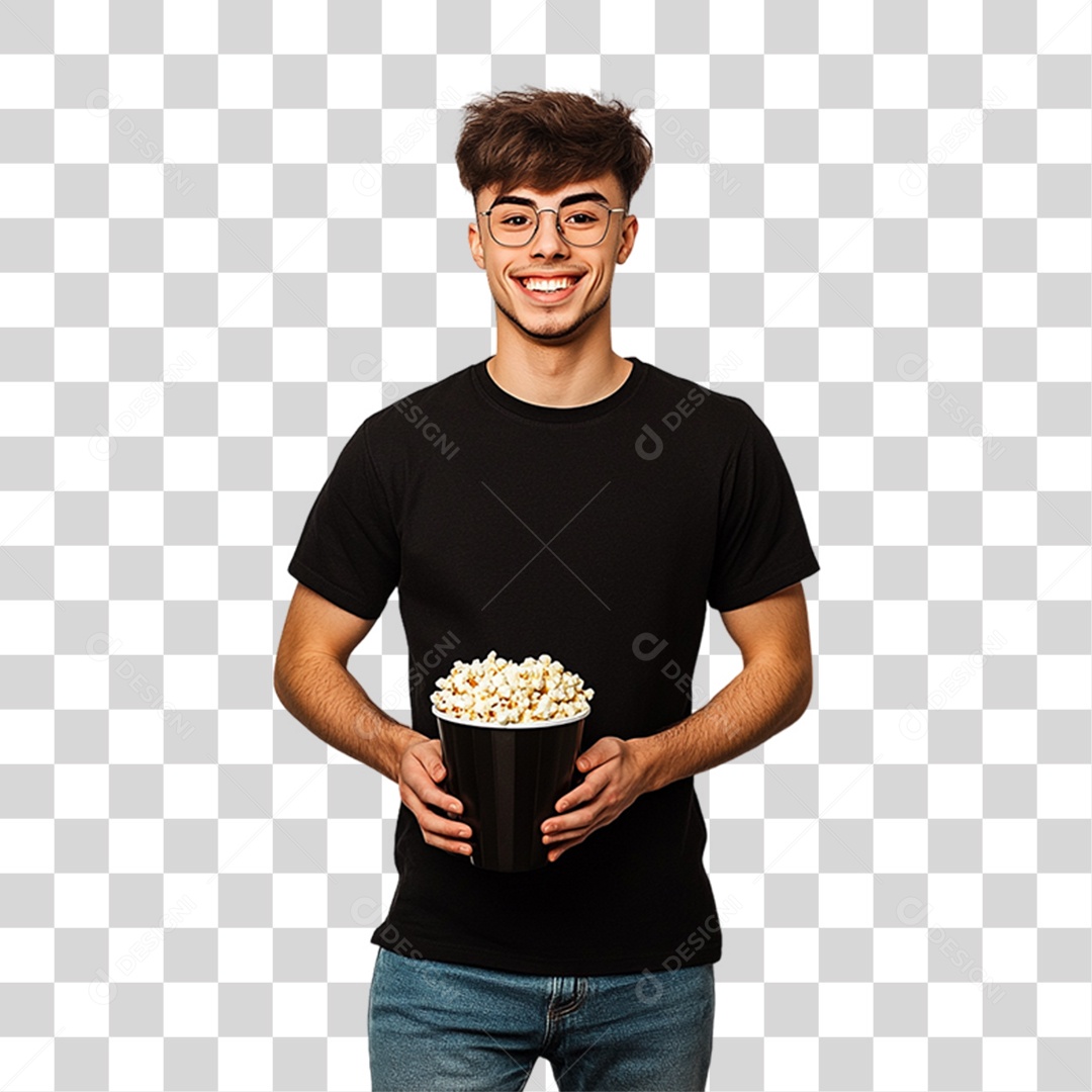 Homem de Camisa Preta PNG Transparente