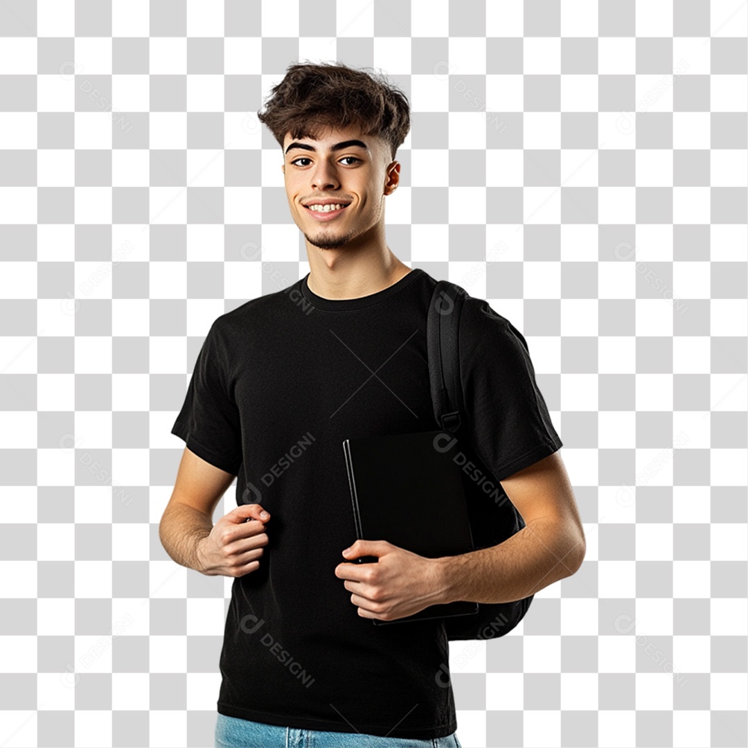 Homem de Camisa Preta PNG Transparente