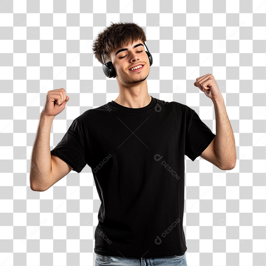 Homem de Camisa Preta PNG Transparente