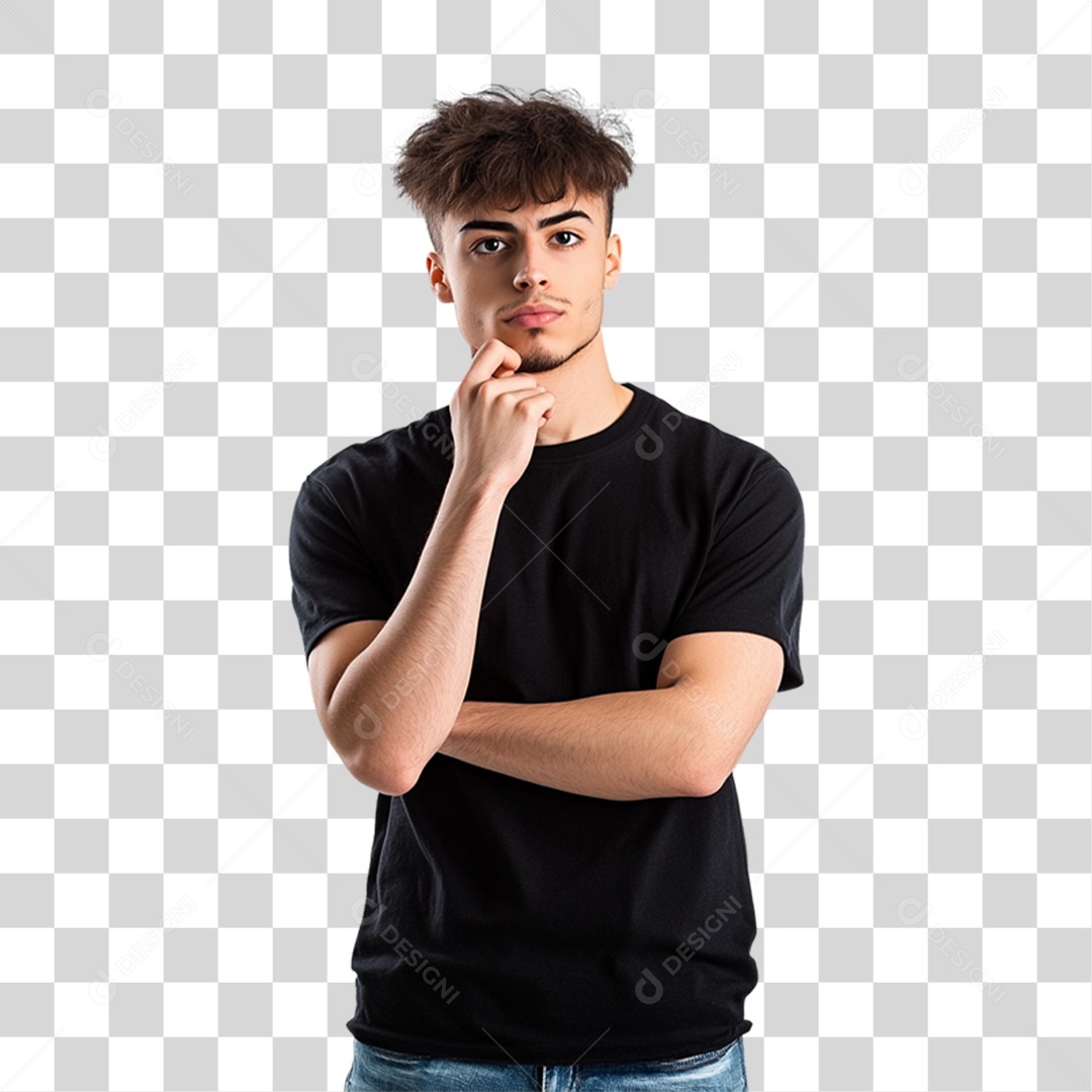 Homem de Camisa Preta PNG Transparente