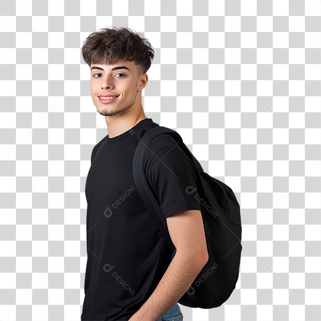 Homem de Camisa Preta PNG Transparente