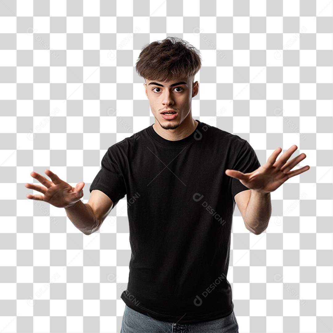 Homem de Camisa Preta PNG Transparente