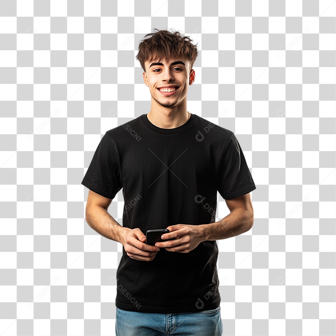 Homem de Camisa Preta PNG Transparente