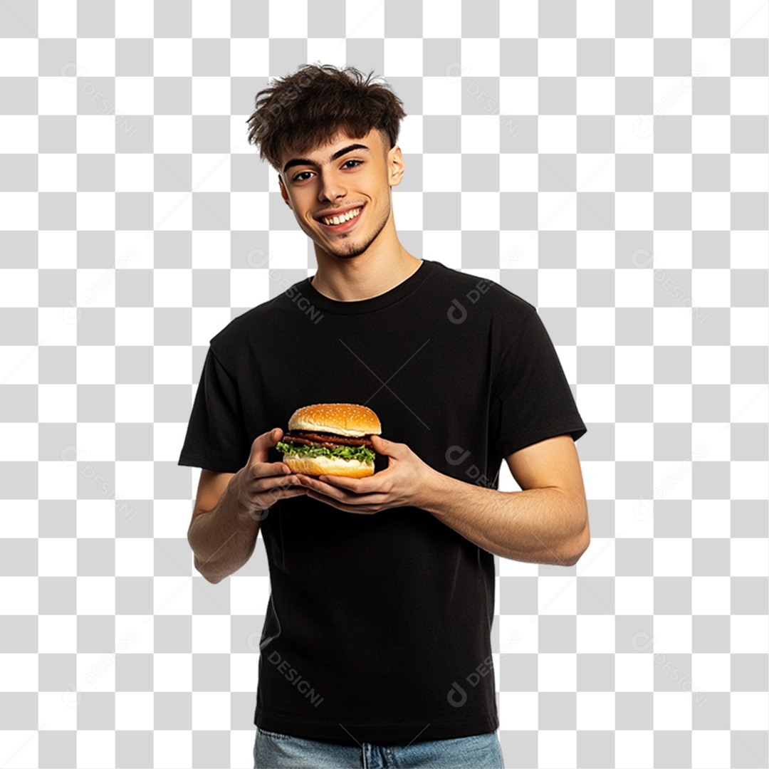 Homem de Camisa Preta PNG Transparente