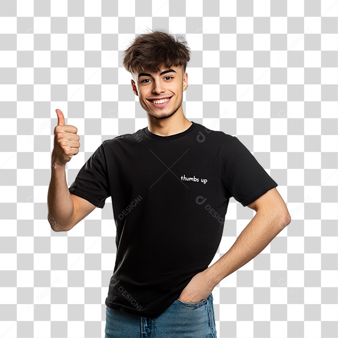 Homem de Camisa Preta PNG Transparente