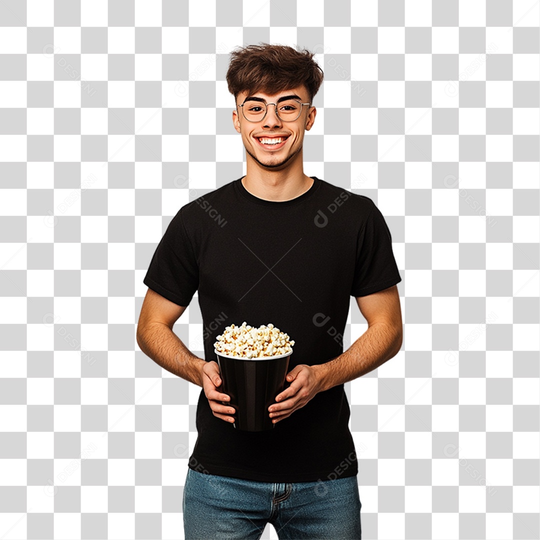 Homem de Camisa Preta PNG Transparente