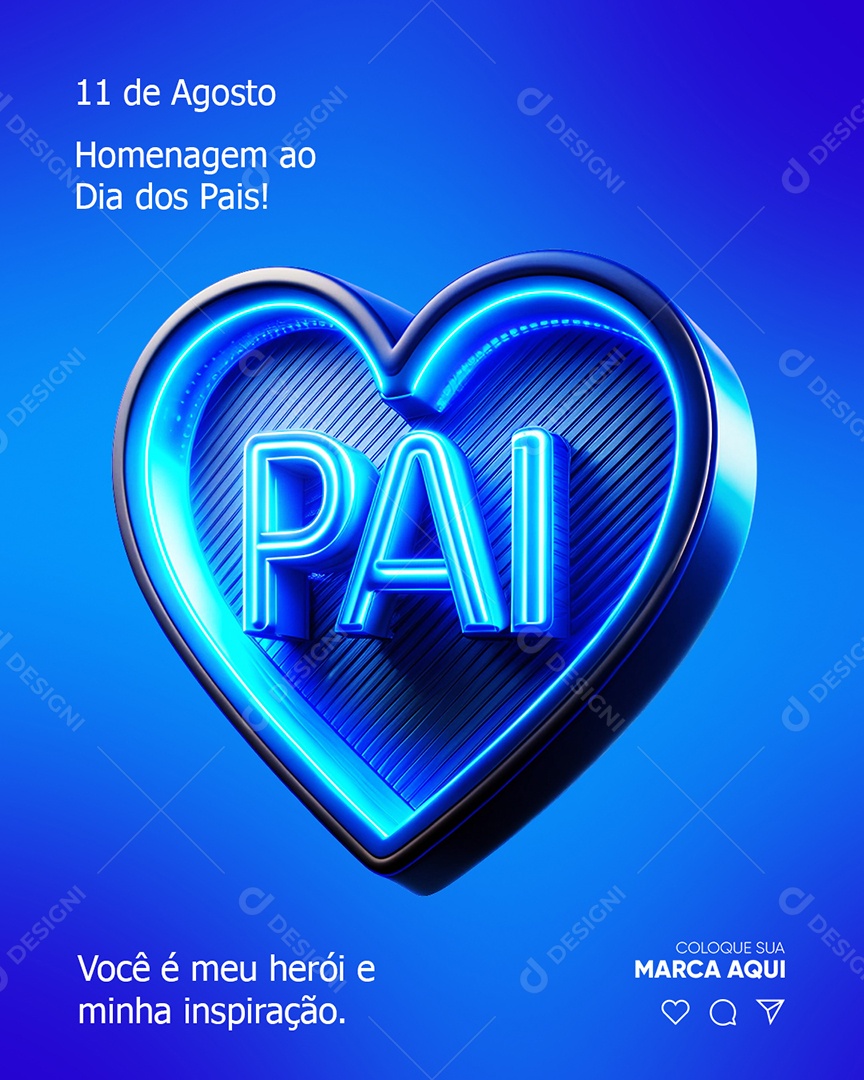 Pai Elemento 3D Dia Dos Pais 11 de Agosto Social Media PSD Editável