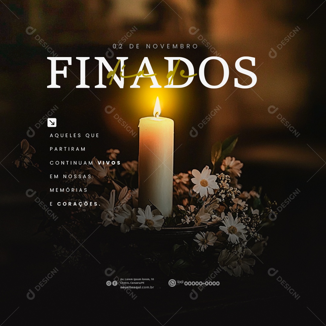 Dia de Finados 02 de Novembro Aqueles Que Partiram Social Media PSD Editável