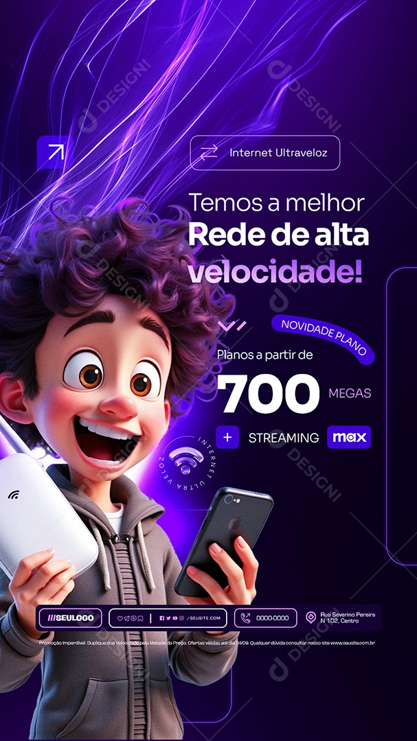 Story Suportes de Redes Internet Temos a Mlehor Rede de Alta Social Media PSD Editável