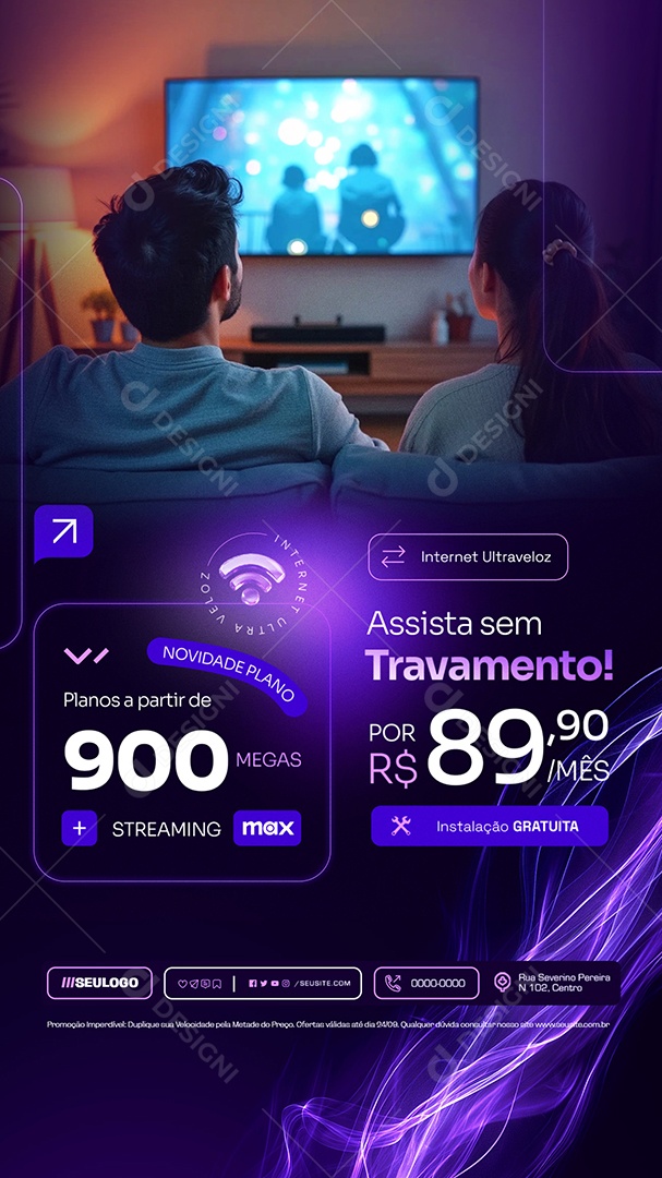 Story Suportes de Redes Internet Assista Sem Travamento Social Media PSD Editável