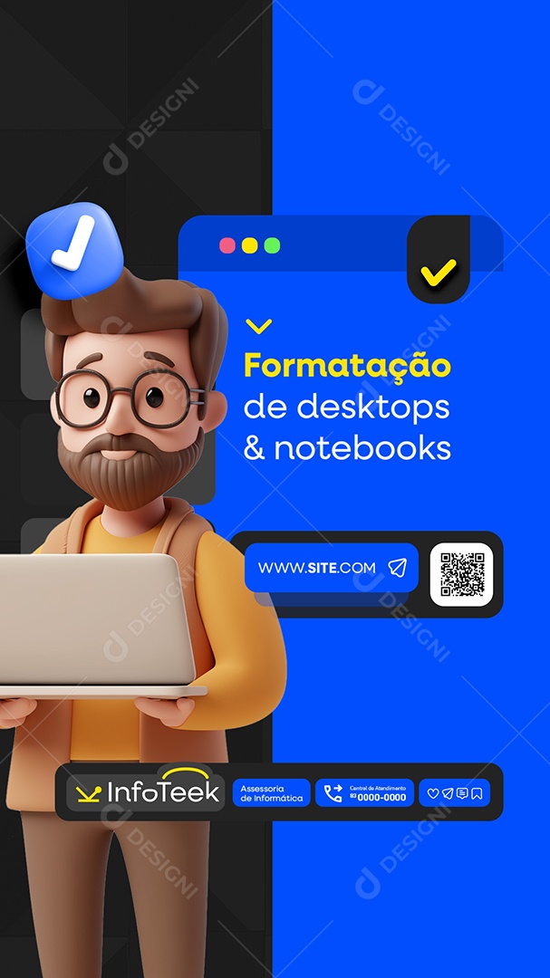 Story Social Media Assessoria Informática Formatação de Desktops e Notebooks PSD Editável