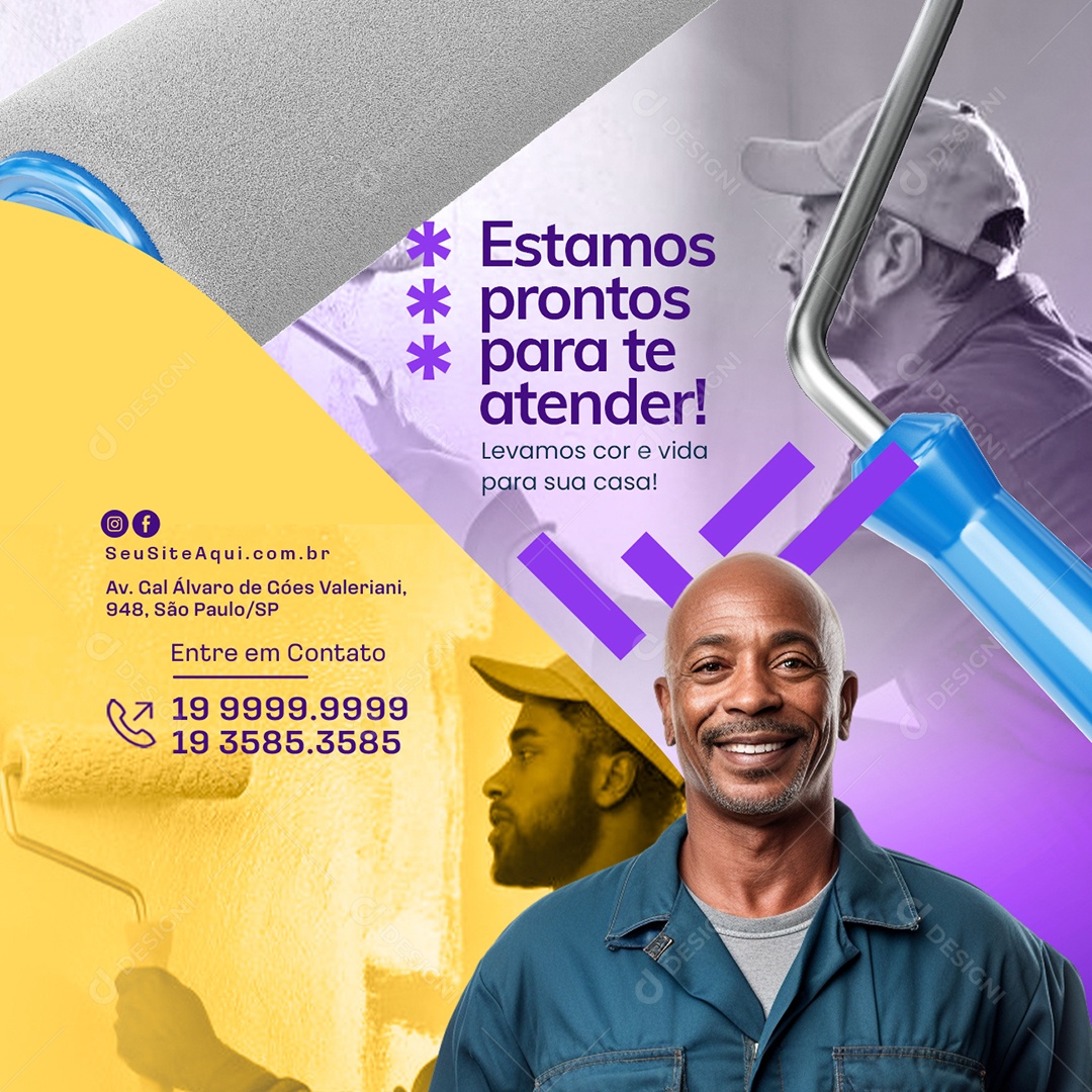 Pintor Estamos Prontos para Te Atender Social Media PSD Editável