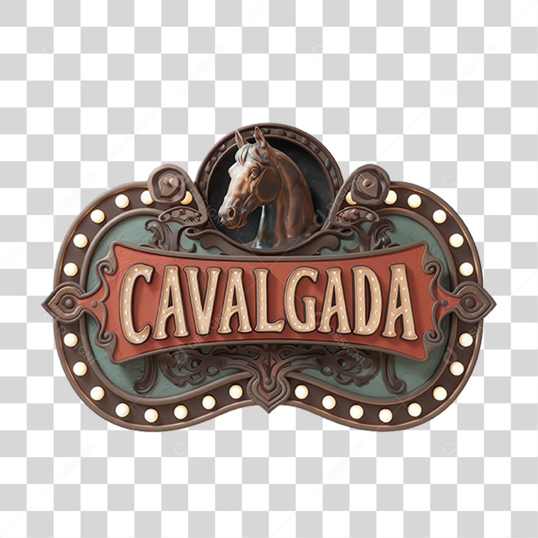 Selo 3D Cavalgada PNG Transparente
